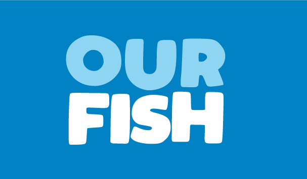 Our Fish Text On Blue Background